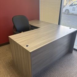 Modern Office Furniture Set – Reception Desk, (2) L-Shape Desks, Chairs & Credenza