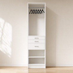 Hang & 3-Drawer Reach-In Closet Tower - 26"W x 84"H x 14"D, White Melamine (32mm)