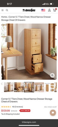 Corner 5-7 Tiers Chest, Wood Narrow Dresser Storage Chest Of Drawers