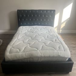 Black Leather Tufted QUEEN SIZE Bed Frame (BED NOT INCLUDED)