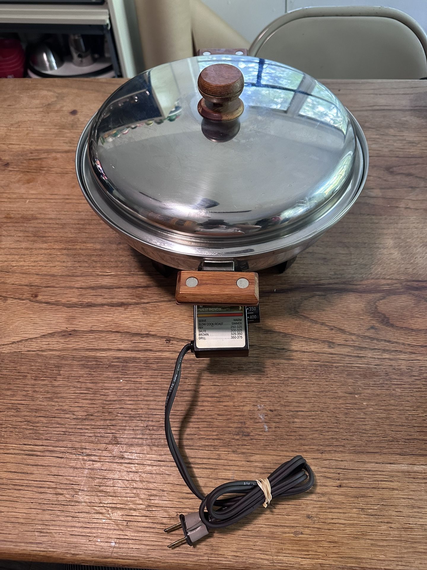 Vtg West Bend Discovery Electric 12" Skillet W/ Lid 73000 Made USA Tested, Clean