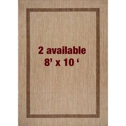 Beverly Rug Waikiki Beige/Brown 8 ft. x 10 ft. Bordered Indoor Outdoor Area Rug