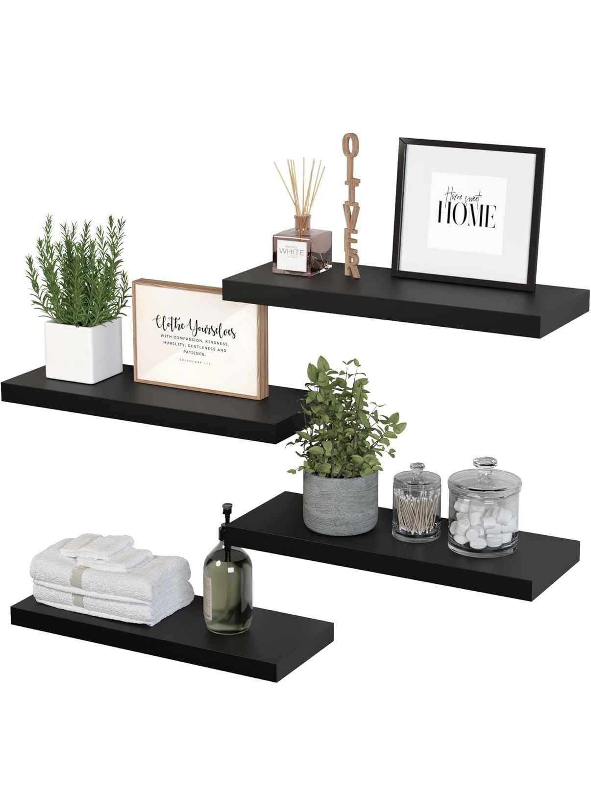 Set of 4 Floating Wall Shelves