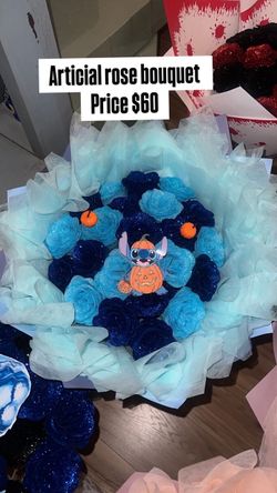 Stitch bouquet artifical roses