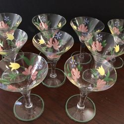 Vintage Hand Painted Cordial Glasses 