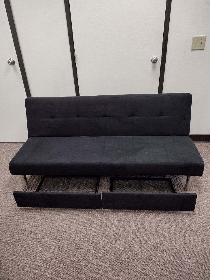 Black Storage Futon Couch
