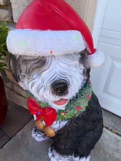 Christmas Dog Statue with LED Lights