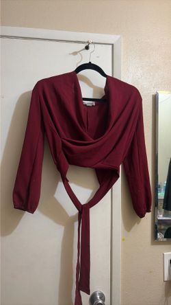 Burgundy crop top that ties in the back