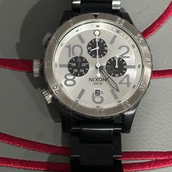 Nixon 48-20 Chrono Quartz Chronograph 200M Stainless Steel Black Silver 48mm