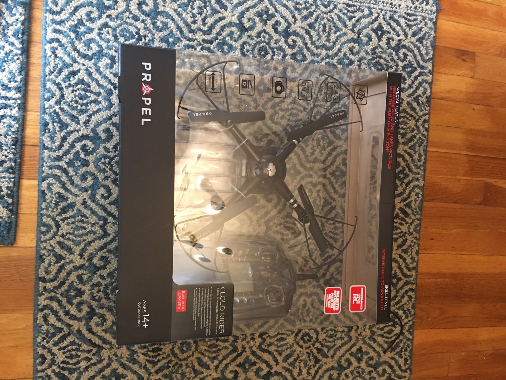Drone, never opened, original price $150, sell for 80 OBO. HD camera, cloud rider by Propel