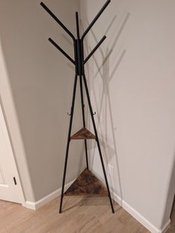 Coat rack with shelves