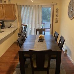 Modern Dark Wood Table & 6 Chairs