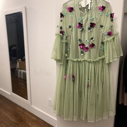 ASOS Mesh Green Smock Dress, US 18