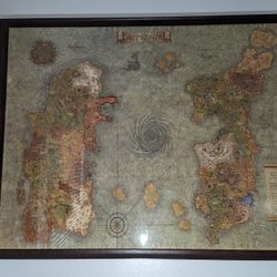 World Of Warcraft Map Framed. 57inx47in.