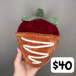 Crochet Chocolate Covered Strawberry Plushie