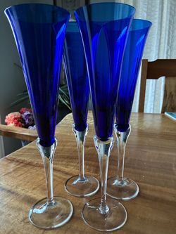 Vintage Lenox “gems” cobalt blue champagne flutes