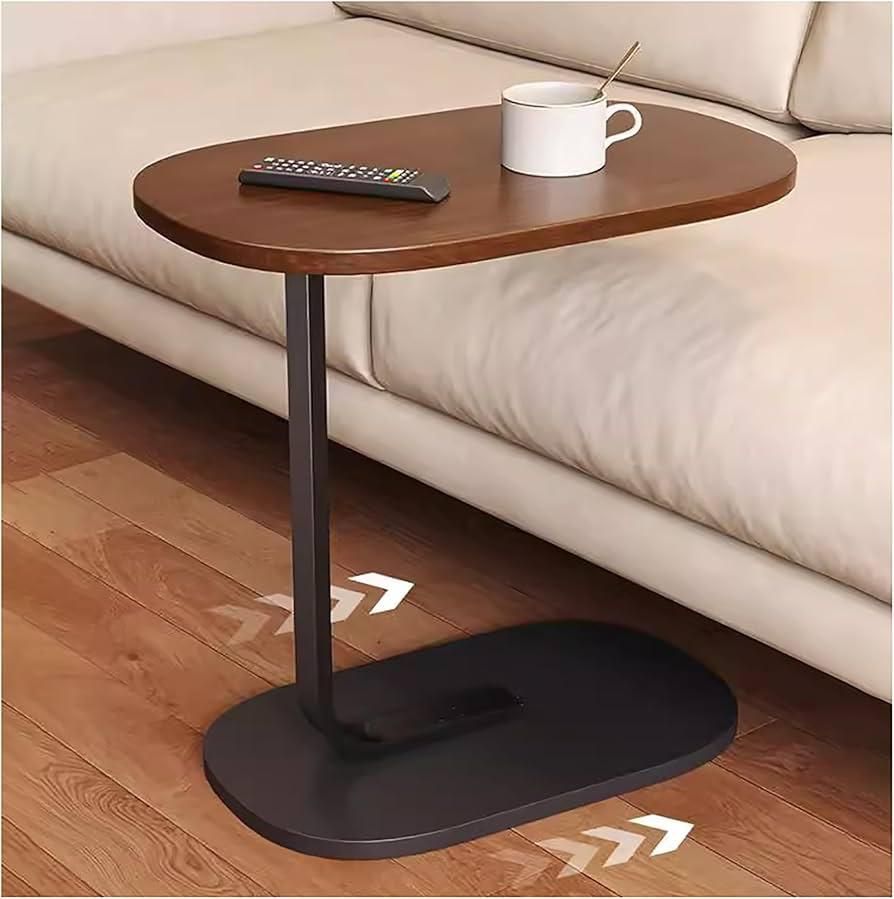 Side table with laptop tray, for sofa, wooden side tables, living room, C-shaped side table, sofa tables that slide underneath ,23 inches high