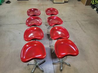Set of 8 Red Adjustable Hydraulic Swivel Stools (21.5" - 25" Height)