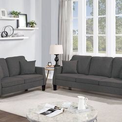 Dark Gray Sofa And Love Seat Set  