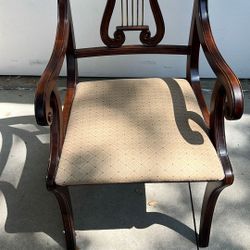 Harp Lyre Back Wood Arm Chair 