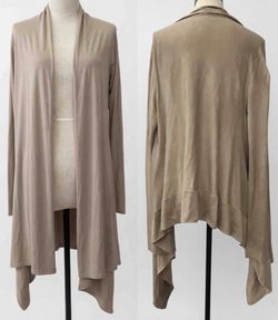 BCBGMAXAZRIA beige knit open front long drape cardigan XS/S