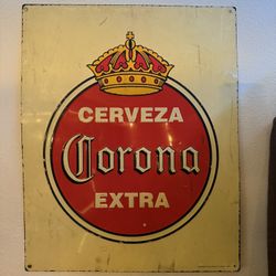 Vintage Embossed Corona Sign 