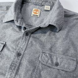 Timberland flannel button down shacket gray mens 3XL warm winter cotton