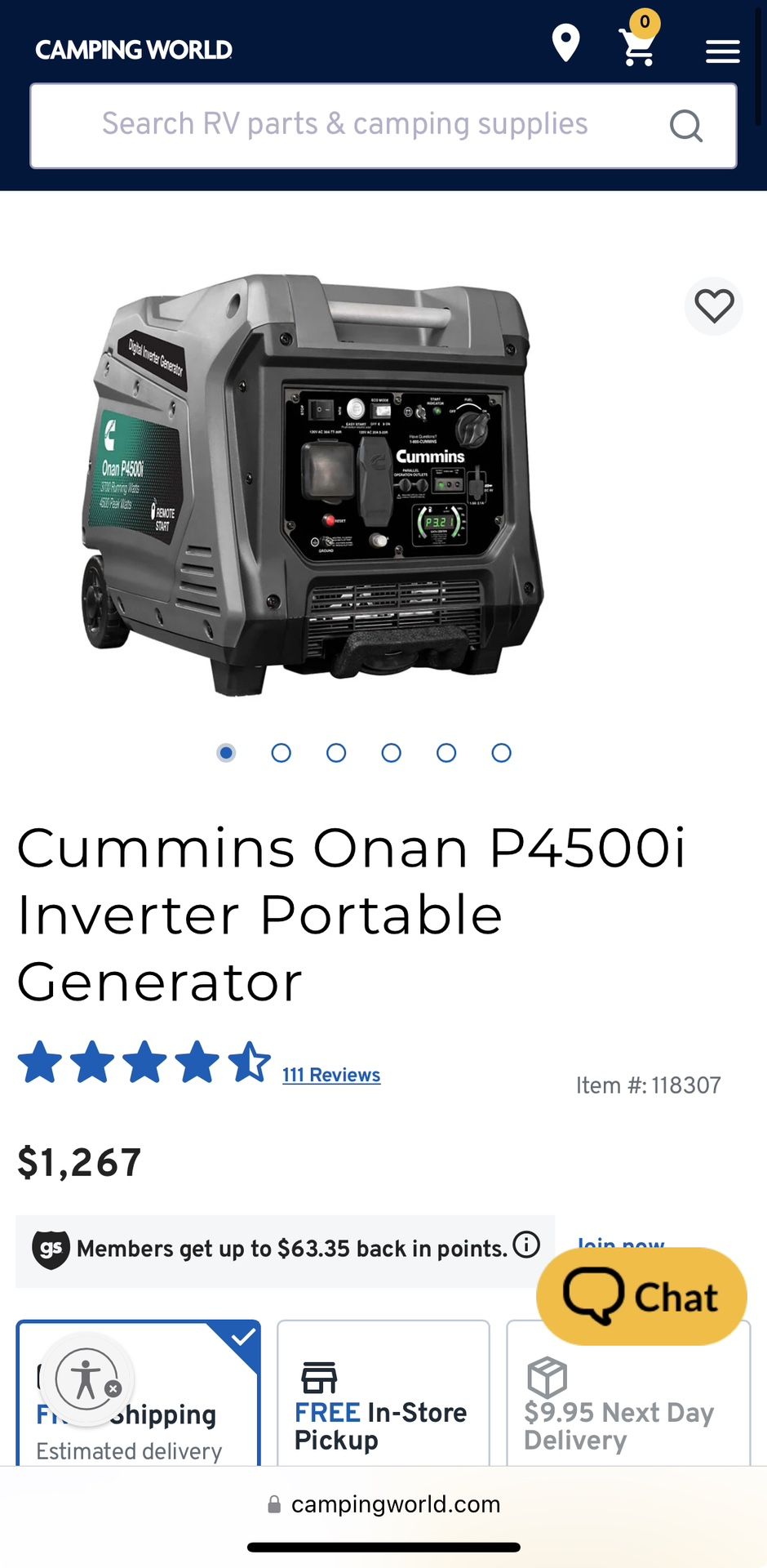 Cummins Onan P4500i Inverter Generator