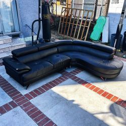 Black L Sectional Sofa 2Pc Set