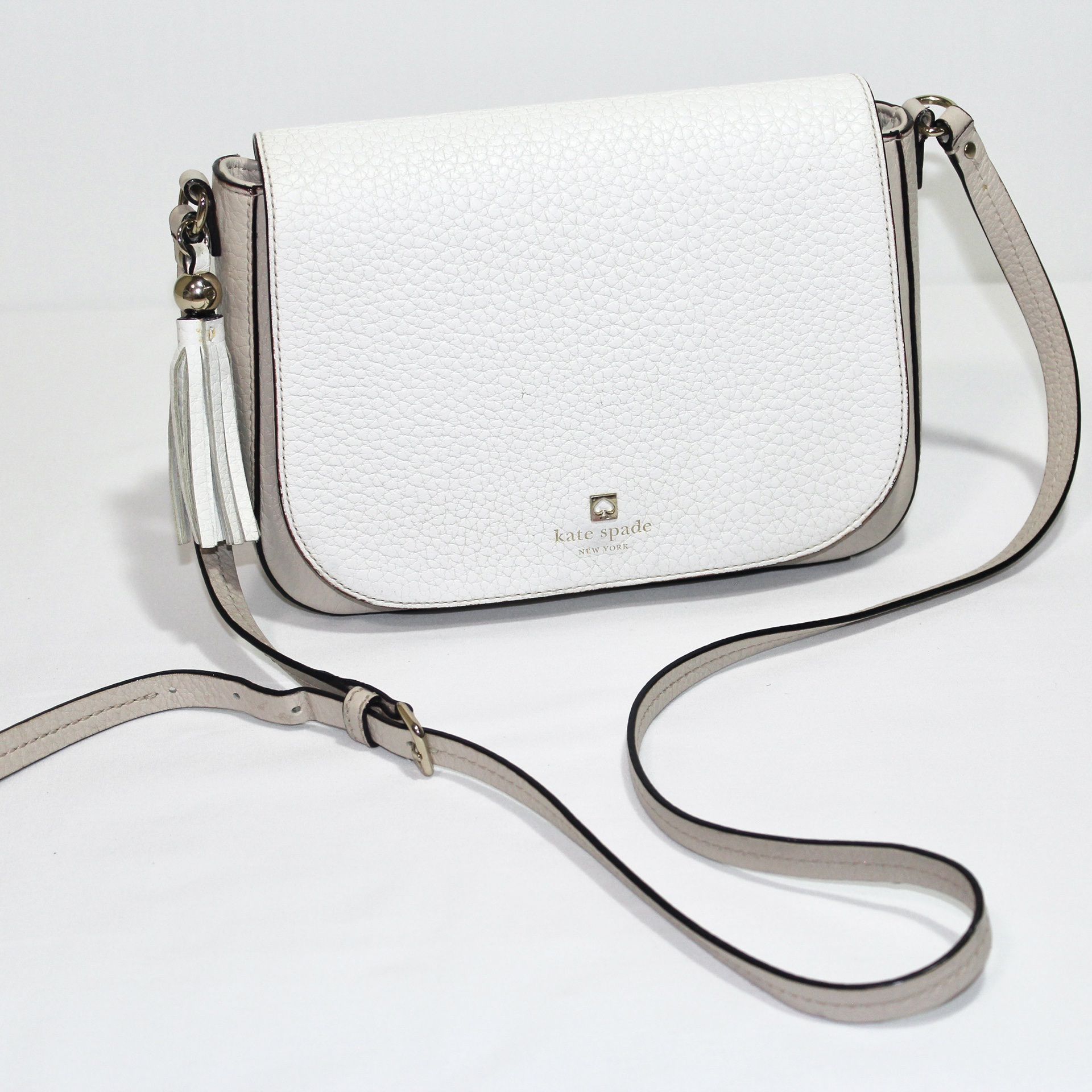 Kate Spade Crossbody Flap Bag in White and Beige