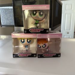 "The Powerpuff Girls" Mini Bobble Head Figures: (Bubbles, Buttercup, Blossom).