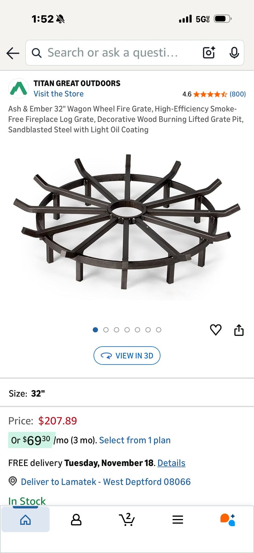 32" Wagon Wheel Fire Grate,