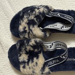 Koolaburra by UGG Fuzz'n II Tie Dye slide sandals in blue and white