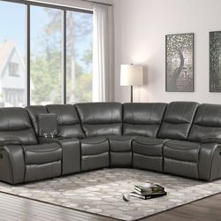 Sectional Gel Lether Color Grey