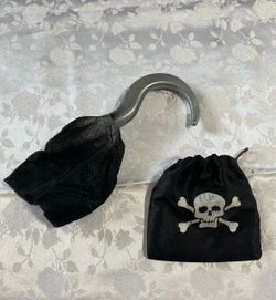 Pirate Hook Hand Costume Prop Skull Treasure Pouch & Coins Halloween Set
