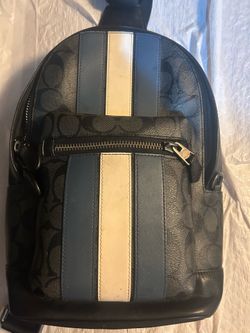 Coach Signature C Sling Bag Black Gray Beige Zip, Adjustable Strap, Pockets