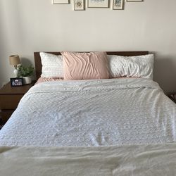 Bed Frame with Under Bed Storage + Bedside Table with Drawers
