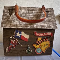 Vintage Box Purse – Schoolhouse & Texas Motif – Possibly 1972 