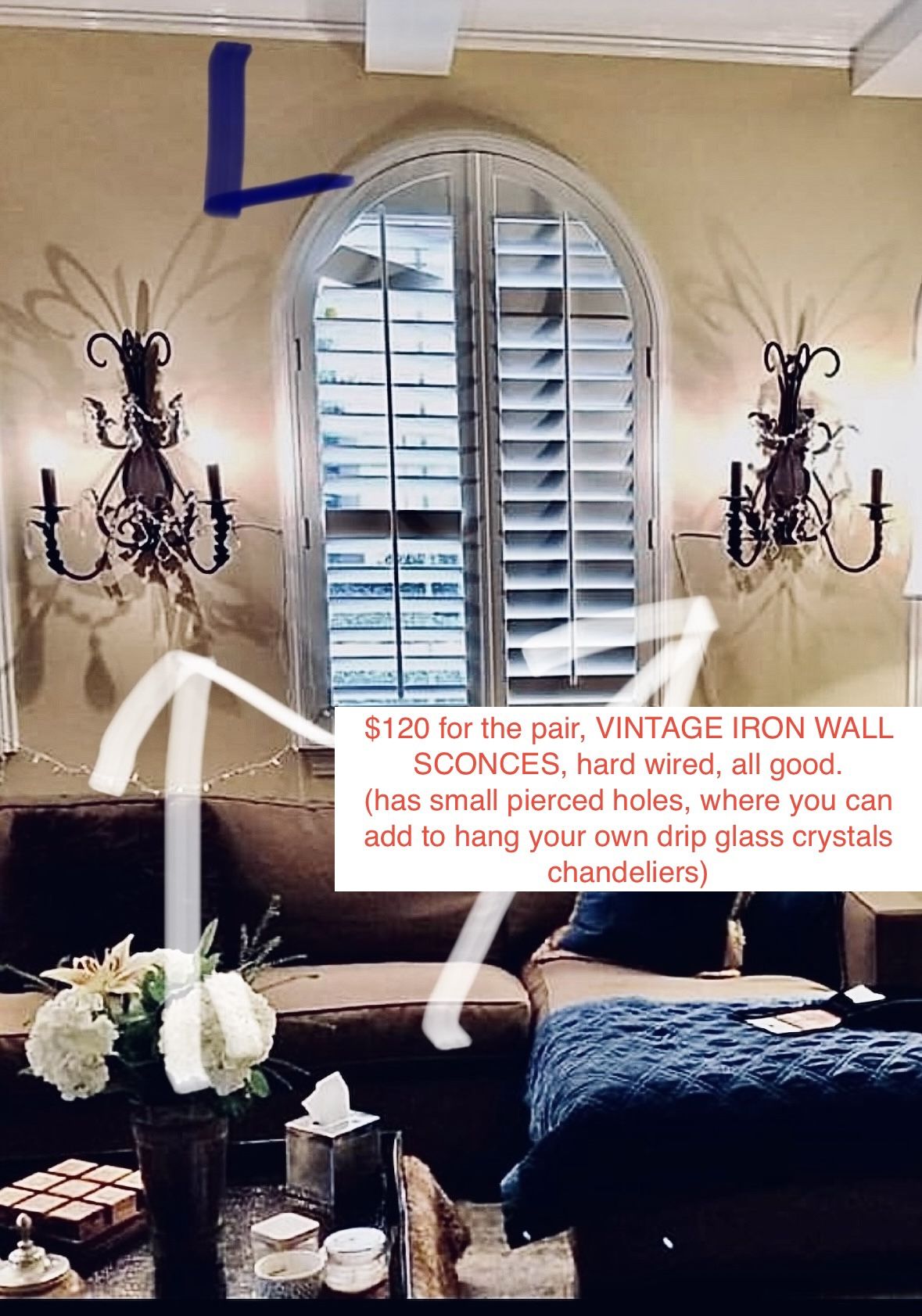 WALL SCONCES • CHANDELIER • SET OF 2