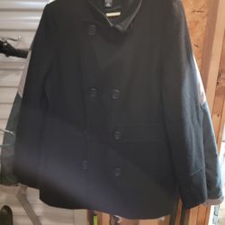 Woman's Sz 12 Winter 3/4 Black Pea Coat