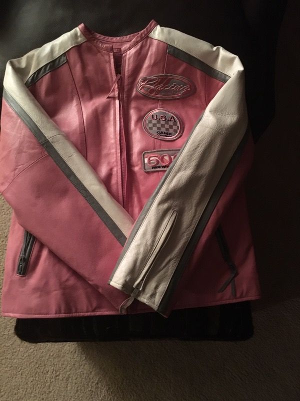 Leather motorcycle jacket ...Pink Lady