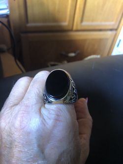 Large Black Agate Ring , Size 13