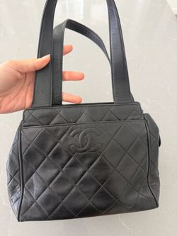 Authentic Vintage Chanel Black Lambskin CC Tote Bag (4-Series)