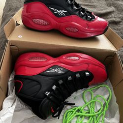Reebok Question Mid Black And Red Size 11