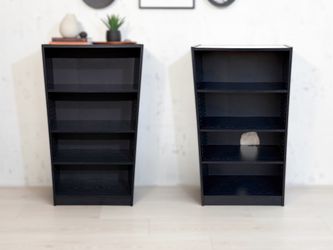 Almost Black Two 4-Tier Bookcases Set