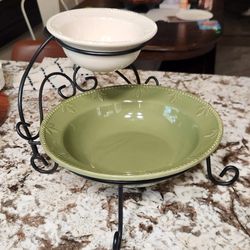 Two-Tier Ceramic Serving Bowl Set