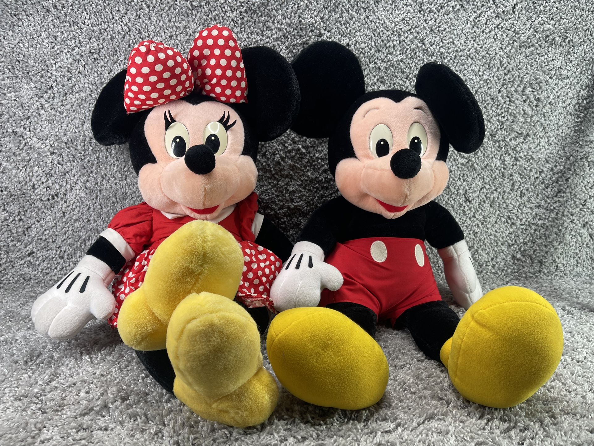 Mickey and Minnie Mouse Disney Store Plush Toy Set Large 24 Inch Multicolor