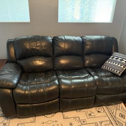 Reclining Sofa -Gray Leather