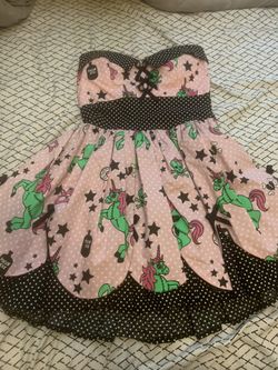 Zombie Unicorn Polka Dot Sweetheart Dress 