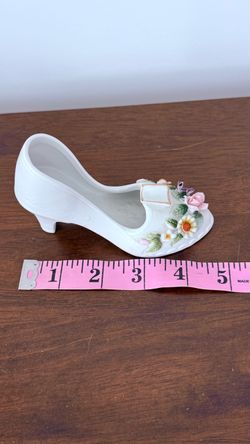 3 Vintage Decorative Floral porcelain shoe figurines